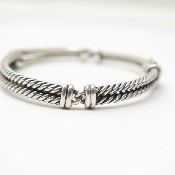 David Yurman Labyrinth Mini Single Loop Bracelet Black Diamonds/Silver - Picture 4 of 6